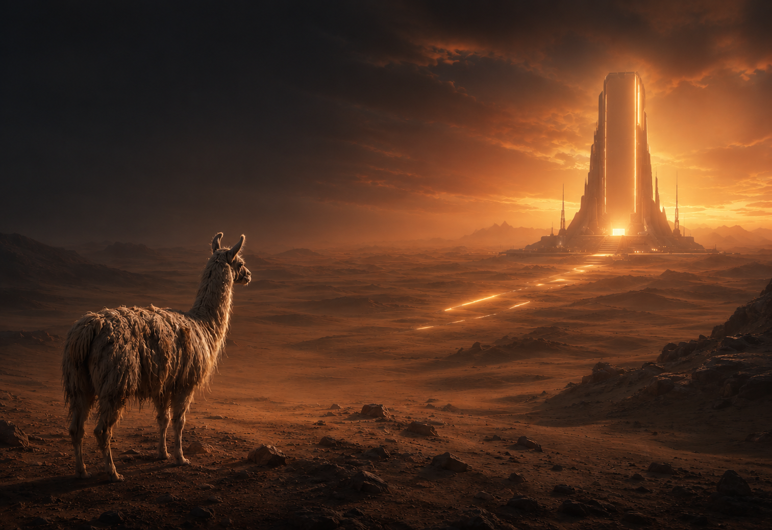Generated desert llama hero concept